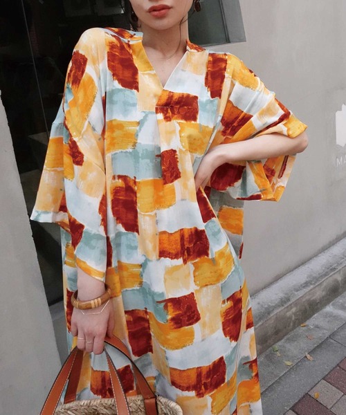 CORNERS（コーナーズ）の「ペイント柄オーバーサイズシャツワンピース（シャツワンピース・レディース・オレンジ・L/M）」の11枚目の写真