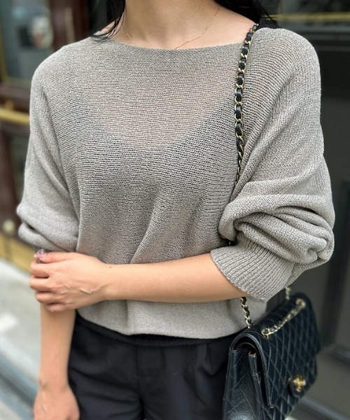 MODE ROBE（モードローブ）の「ドルマンサマーニット（ニット/セーター・レディース・ブラック/ベージュ/ブラウン/アイボリー/カーキ・FREE）」の5枚目の写真