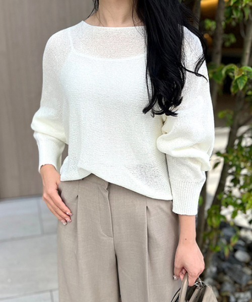 MODE ROBE（モードローブ）の「ドルマンサマーニット（ニット/セーター・レディース・ブラック/ベージュ/ブラウン/アイボリー/カーキ・FREE）」の2枚目の写真