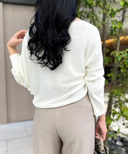 MODE ROBE（モードローブ）の「ドルマンサマーニット（ニット/セーター・レディース・ブラック/ベージュ/ブラウン/アイボリー/カーキ・FREE）」の12枚目の写真