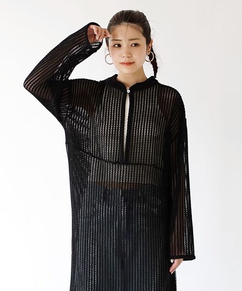 e-zakkamania stores(イーザッカマニアストアーズ)の「スキッパーネック メッシュワンピース(ワンピース・レディース・ブラック・M)」の9枚目の写真