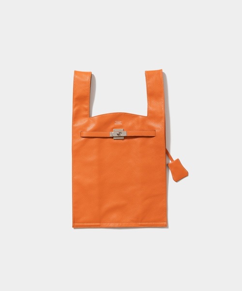 large market bag in shrink leather（ハンドバッグ