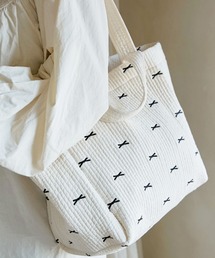 トートバッグ（ホワイト/白色系・リボン）ファッション通販