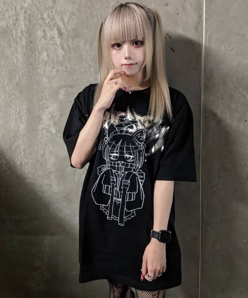 アトリエgg ギンガムカットソー1ハーフ　　71 A'GEM/9 × .kom『NOVESSEL/ノベセル』イラストプリントTシャツ