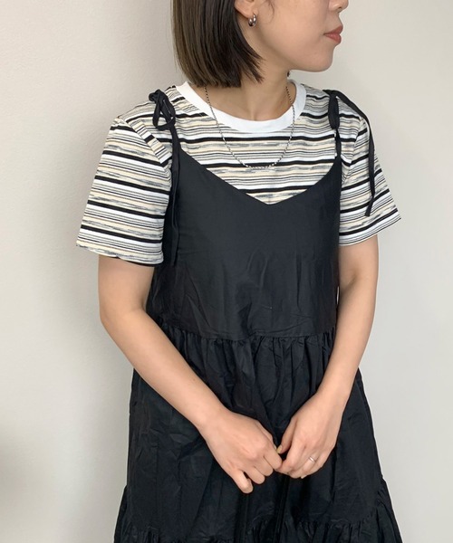 CRB(シーアールビー)の「コットンティアードロングキャミワンピース(ワンピース・レディース・オフホワイト/ブラック/サックスブルー・F)」の17枚目の写真