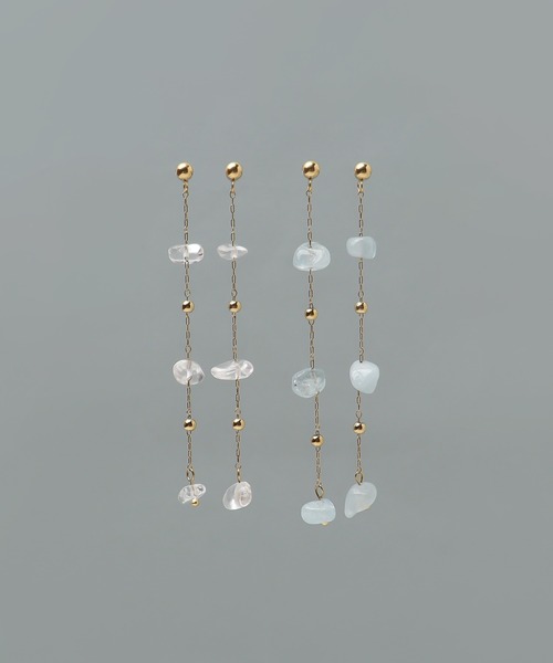ieLS(イエルズ)の「金属アレルギー対応「ieLS」ステンレス 天然石ロングピアス(ピアス(両耳用)・レディース・ブルー/クリア・ONE SIZE)」の9枚目の写真