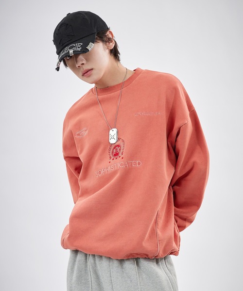 MSG（エムエスジー）の「【SET-UP着用可能】オーバーサイズドローコードゲームスウェット ゲームシャツ サッカーシャツ ユニフォームTシャツ ヘビーウエイト 長袖（スウェット・メンズ・ブラック/アッシュ/ホワイト/ワイン/チャコール/ブラウン系/ブラック系/ブラック系1/ブラウン/ブラック系2/グレー/イエロー系/レッド系/杢グレー・S/M/L/XL）」の14枚目の写真