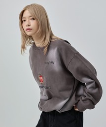 Acne Studios　グリーンスウェット プリントロゴ 長袖 スウェット（グリーン・カーキ/緑色系・前面プリント