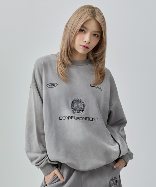 MSG（エムエスジー）の「【SET-UP着用可能】オーバーサイズドローコードゲームスウェット ゲームシャツ サッカーシャツ ユニフォームTシャツ ヘビーウエイト 長袖（スウェット・メンズ・ブラック/アッシュ/ホワイト/ワイン/チャコール/ブラウン系/ブラック系/ブラック系1/ブラウン/ブラック系2/グレー/イエロー系/レッド系/杢グレー・S/M/L/XL）」の6枚目の写真