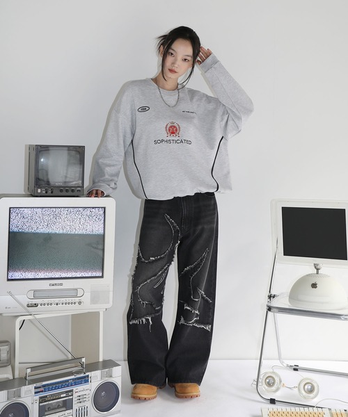 【SET-UP着用可能】オーバーサイズドローコードゲームスウェット ゲームシャツ サッカーシャツ ユニフォームTシャツ 裏毛360gヘビーウエイト 長袖（スウェット）｜MSG（エムエスジー）