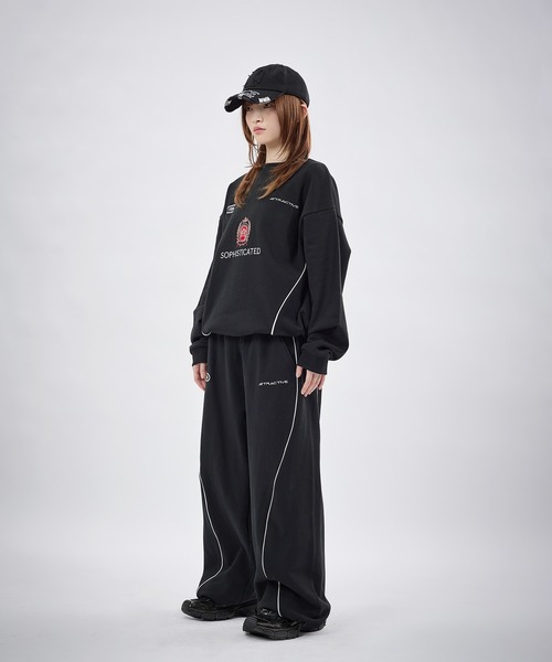 MSG（エムエスジー）の「【SET-UP着用可能】オーバーサイズドローコードゲームスウェット ゲームシャツ サッカーシャツ ユニフォームTシャツ ヘビーウエイト 長袖（スウェット・メンズ・ブラック/アッシュ/ホワイト/ワイン/チャコール/ブラウン系/ブラック系/ブラック系1/ブラウン/ブラック系2/グレー/イエロー系/レッド系/杢グレー・S/M/L/XL）」の16枚目の写真