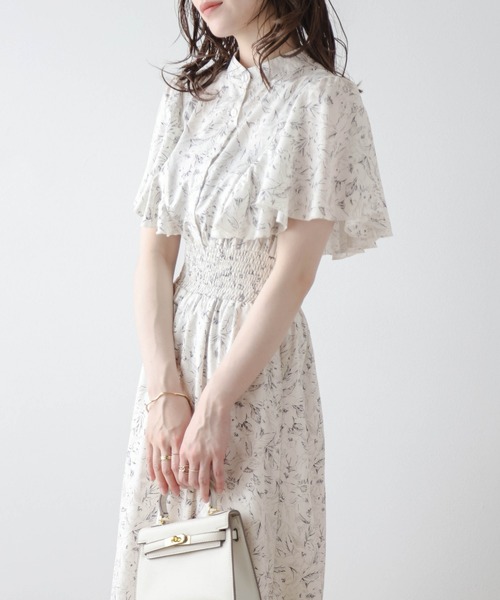 AMELY(エミリー)の「小花柄ラッフルフリルワンピース(ワンピース・レディース・ブルー/アイボリー・L/M)」の5枚目の写真