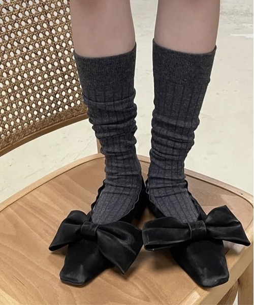 BARELY BLUE(ベアリーブルー)の「【 BARELY BLUE / ベアリーブルー 】 ロング リブ ストライプ ソックス(ソックス/靴下・レディース・ホワイト/ライトグレー/チャコールグレー/ブラック・FREE)」の4枚目の写真