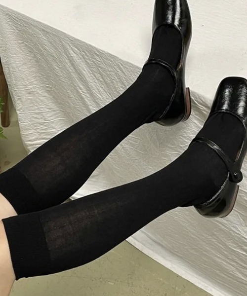 BARELY BLUE(ベアリーブルー)の「【 BARELY BLUE / ベアリーブルー 】 ロング リブ ストライプ ソックス(ソックス/靴下・レディース・ホワイト/ライトグレー/チャコールグレー/ブラック・FREE)」の3枚目の写真