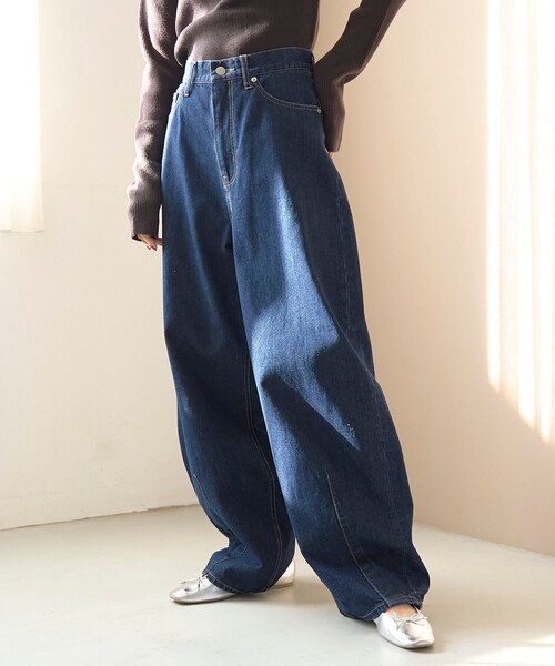 coen（コーエン）の「【トレンド＆体型カバー両立/全骨格OK】カーブデニムパンツ（デニムパンツ・レディース・ダークグレー/コバルトブルー/ライトブルー/オフホワイト/ネイビー・S/M/L）」の5枚目の写真