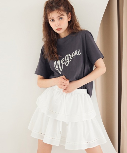 REDYAZEL（レディアゼル）の「Negroni ロゴプリントＴシャツ（Tシャツ/カットソー・レディース・オフホワイト/ブラック/ピンク・FREE）」の2枚目の写真