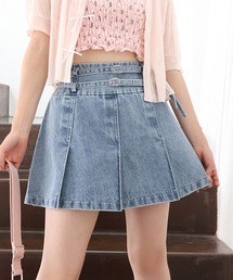 one after another NICE CLAUP | ダブルベルトミニスカート(デニムスカート)