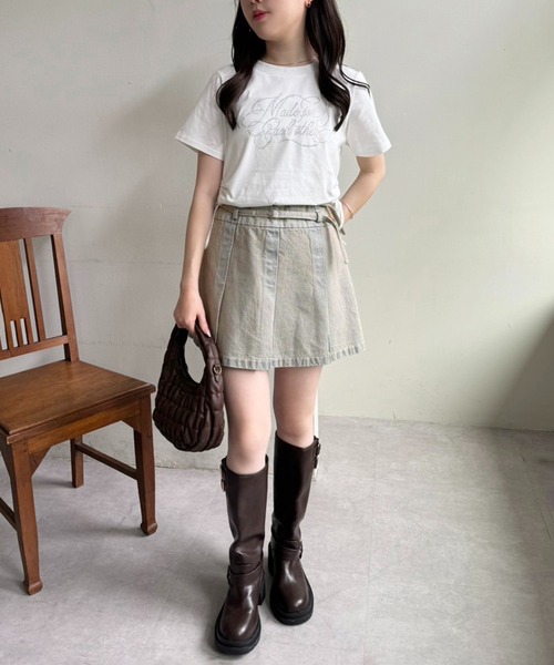 one after another NICE CLAUP（ワンアフターアナザーナイスクラップ）の「ダブルベルトミニスカート（デニムスカート・レディース・サックスブルー/ブルー/ブラウン/ブラック/ホワイト系その他・SMALL/MEDIUM）」の12枚目の写真