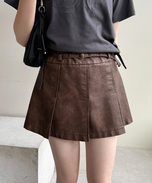 one after another NICE CLAUP（ワンアフターアナザーナイスクラップ）の「ダブルベルトミニスカート（デニムスカート・レディース・サックスブルー/ブルー/ブラウン/ブラック/ホワイト系その他・SMALL/MEDIUM）」の20枚目の写真