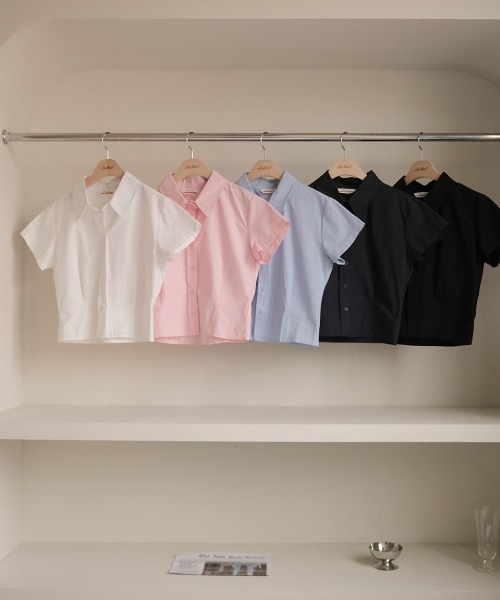 BEIDELLI（ベイデリー）の「[BELLIDE MADE] 4ピンタッククロップド半袖シャツ（シャツ/ブラウス・レディース・ブラック/スカイブルー/ネイビー/ホワイト/ピンク・FREE）」の17枚目の写真