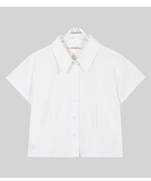 BEIDELLI（ベイデリー）の「[BELLIDE MADE] 4ピンタッククロップド半袖シャツ（シャツ/ブラウス・レディース・ブラック/スカイブルー/ネイビー/ホワイト/ピンク・FREE）」の22枚目の写真