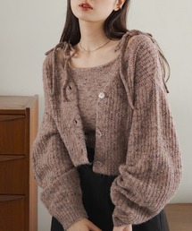 Kastane | 【お気に入り登録3.4万人/4色展開】リボンニットキャミ×クロップドカーデSET(カーディガン/ボレロ)