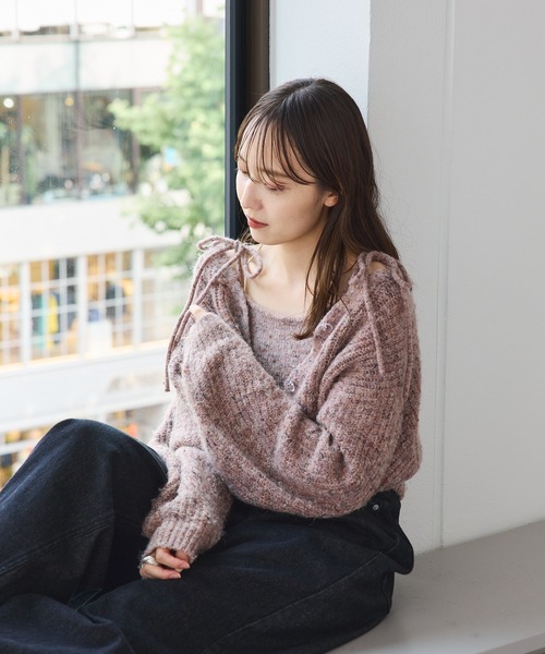 新品今期　カデュネ　CADUNE ニットカーディガン　黒　バックリボン付き 😌୨୧🖤 最近お気に入りのお洋服‎‪𓍯 ‬ CADUNE