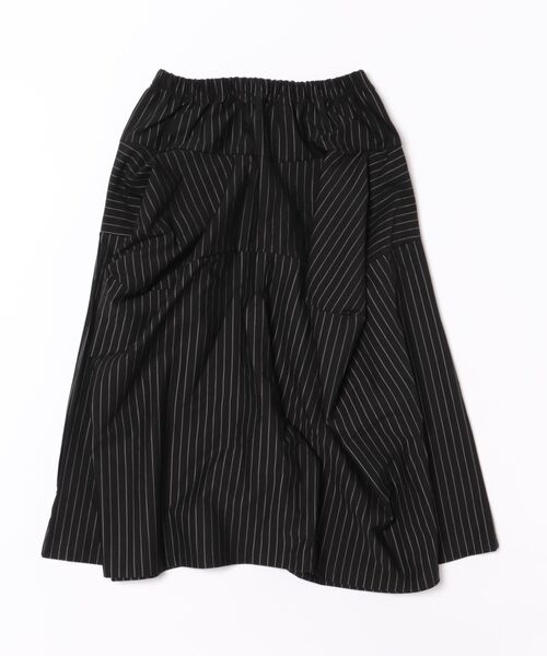 タマキニイメ　ストライプ ガウチョパンツ　ウエストゴム　綿　日本製　638 セール】ストライプ柄 七分丈 ウエストゴム ガウチョパンツ