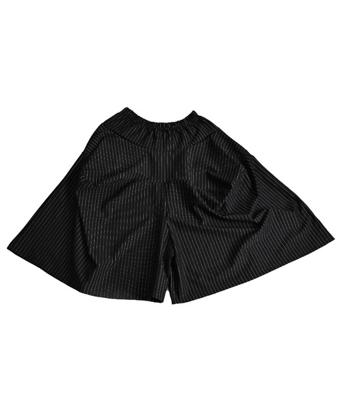 セール】ストライプ柄 七分丈 ウエストゴム ガウチョパンツ