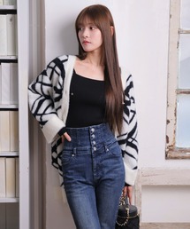 チェックフェザールーズカーデ