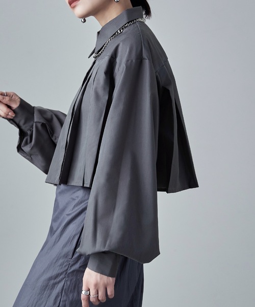 etoll.（エトル）の「タックプリーツボリュームスリーブシャツ（シャツ/ブラウス・レディース・ホワイト/グレー/ブルー/ブラック・M）」の16枚目の写真