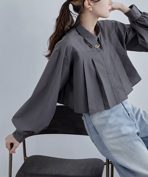 etoll.（エトル）の「タックプリーツボリュームスリーブシャツ（シャツ/ブラウス・レディース・ホワイト/グレー/ブルー/ブラック・M）」の21枚目の写真