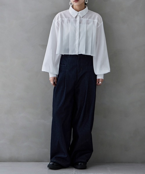 etoll.（エトル）の「タックプリーツボリュームスリーブシャツ（シャツ/ブラウス・レディース・ホワイト/グレー/ブルー/ブラック・M）」の7枚目の写真