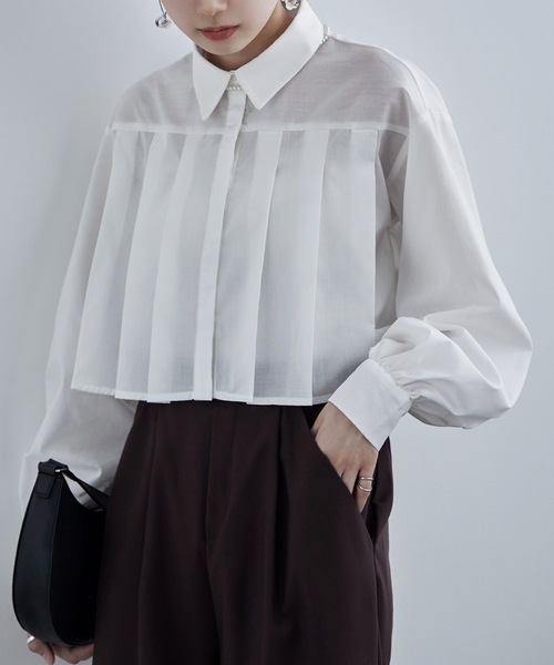 etoll.（エトル）の「タックプリーツボリュームスリーブシャツ（シャツ/ブラウス・レディース・ホワイト/グレー/ブルー/ブラック・M）」の14枚目の写真