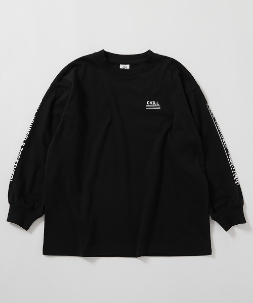 DANCE】綿100% スーパーBIGシルエット プリント 袖リブ 長袖Tシャツ（T