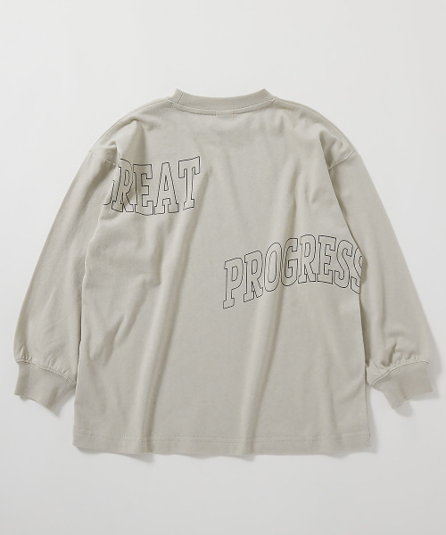 DANCE】綿100% スーパーBIGシルエット プリント 袖リブ 長袖Tシャツ（T