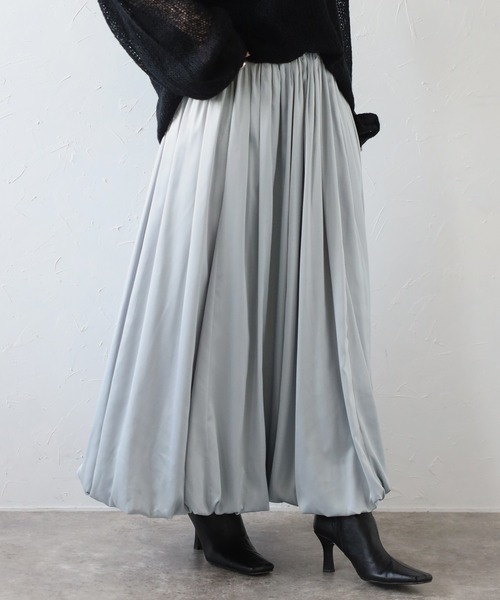 Bonjour Sagan(ボンジュールサガン)の「サテンバルーンスカート(スカート・レディース・ブラック/アイボリー/ライトグレー・FREE)」の2枚目の写真