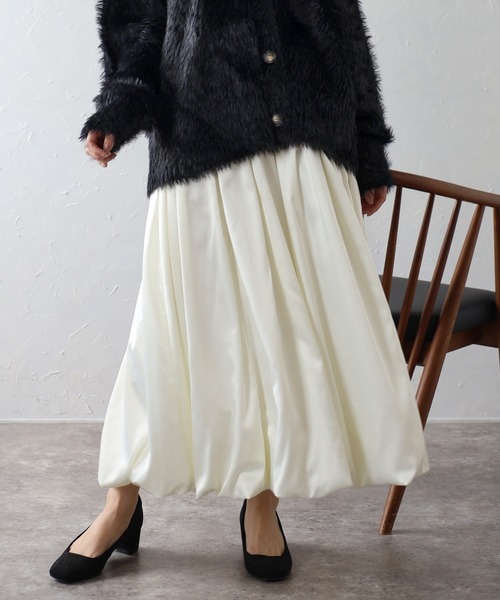 Bonjour Sagan(ボンジュールサガン)の「サテンバルーンスカート(スカート・レディース・ブラック/アイボリー/ライトグレー・FREE)」の12枚目の写真