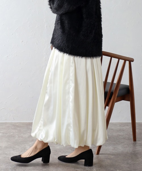 Bonjour Sagan(ボンジュールサガン)の「サテンバルーンスカート(スカート・レディース・ブラック/アイボリー/ライトグレー・FREE)」の14枚目の写真