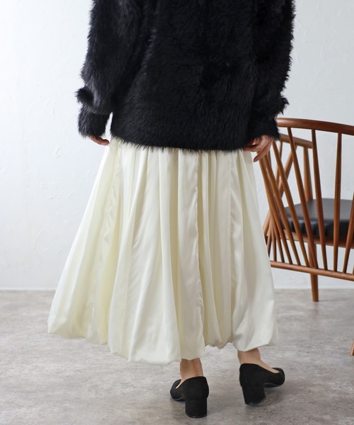 Bonjour Sagan(ボンジュールサガン)の「サテンバルーンスカート(スカート・レディース・ブラック/アイボリー/ライトグレー・FREE)」の16枚目の写真