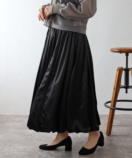 Bonjour Sagan(ボンジュールサガン)の「サテンバルーンスカート(スカート・レディース・ブラック/アイボリー/ライトグレー・FREE)」の21枚目の写真