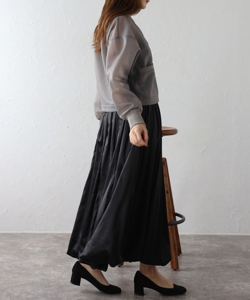 Bonjour Sagan(ボンジュールサガン)の「サテンバルーンスカート(スカート・レディース・ブラック/アイボリー/ライトグレー・FREE)」の22枚目の写真