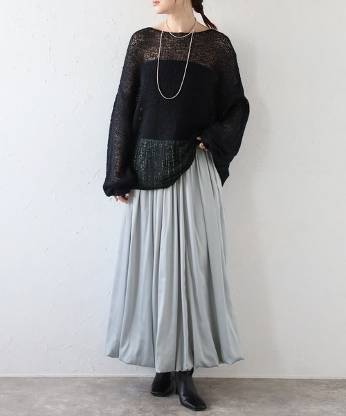 Bonjour Sagan(ボンジュールサガン)の「サテンバルーンスカート(スカート・レディース・ブラック/アイボリー/ライトグレー・FREE)」の4枚目の写真