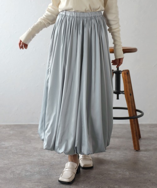 Bonjour Sagan(ボンジュールサガン)の「サテンバルーンスカート(スカート・レディース・ブラック/アイボリー/ライトグレー・FREE)」の9枚目の写真