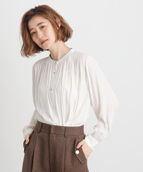 grove（グローブ）の「◆＜ご自宅で洗える＞ヴィンテージサテン9分袖ブラウス（シャツ/ブラウス・レディース・グリーン系/ホワイト系3/オフホワイト/ブラック系/パープル/ホワイト系6・02/03/00/01/04/05）」の13枚目の写真