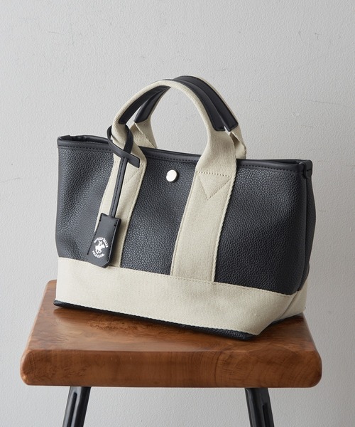 BEVERLY HILLS POLO CLUB（ビバリーヒルズポロクラブ）の「【BEVERLY HILLS POLO CLUB】《別注》スコッチグレイン ネオレザー ミニ トートバッグ（トートバッグ・レディース・ホワイト/グレー/ブラック/グレイッシュベージュ/ベージュ系その他2/シルバー/ブラック系その他2・FREE）」の3枚目の写真