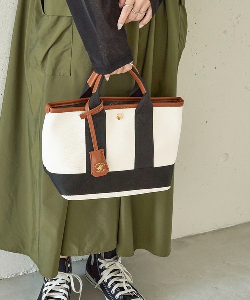 BEVERLY HILLS POLO CLUB（ビバリーヒルズポロクラブ）の「【BEVERLY HILLS POLO CLUB】《別注》スコッチグレイン ネオレザー ミニ トートバッグ（トートバッグ・レディース・ホワイト/グレー/ブラック/グレイッシュベージュ/ベージュ系その他2/シルバー/ブラック系その他2・FREE）」の18枚目の写真