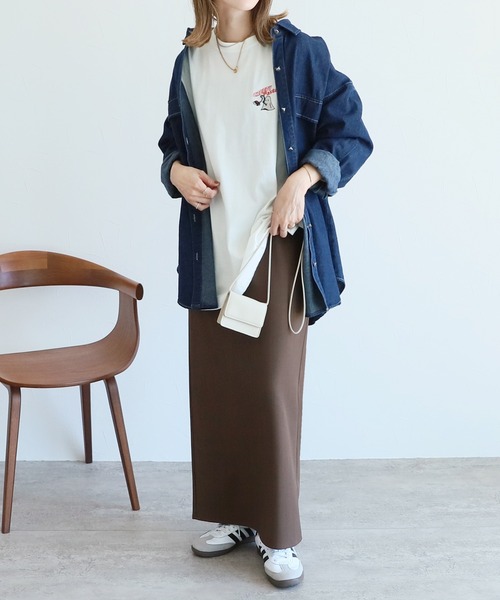 reca（レカ）の「スパゲッティおばけ刺繍＆プリント BIGロンTシャツ（Tシャツ/カットソー・レディース・オフホワイト/トップグレー/キナリ・FREE）」の5枚目の写真