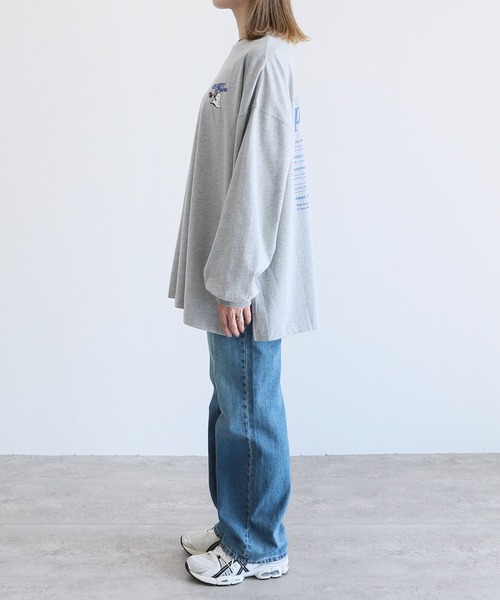 reca（レカ）の「スパゲッティおばけ刺繍＆プリント BIGロンTシャツ（Tシャツ/カットソー・レディース・オフホワイト/トップグレー/キナリ・FREE）」の7枚目の写真