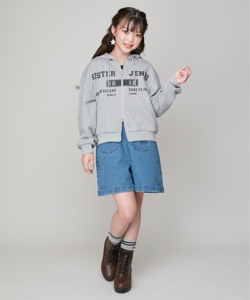 SISTER JENNI(SISTER JENNI)の「【コットン100%】ショート丈ダブルZIPパーカー(パーカー・キッズ・グレー/ブラック/アイボリー・140cm/150cm/160cm/130cm)」の12枚目の写真